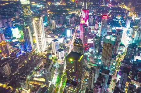 无人机航拍南京新街口高楼延时摄影