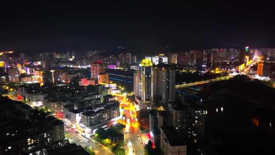 4K大气航拍四川巴中城市夜景