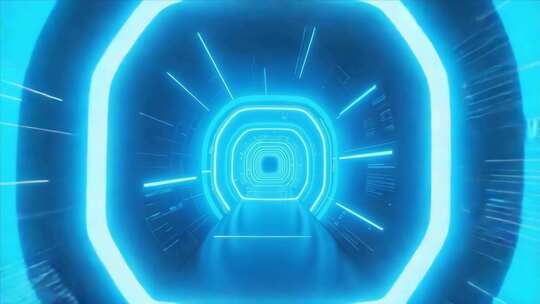 蓝色科技感隧道穿梭画面