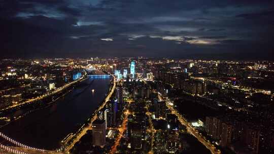 福建福州大景城市夜景灯光航拍