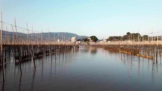 福建霞浦海岛海边滩涂日落晚霞自然风光