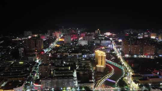 城市夜景万家灯火定西夜景航拍