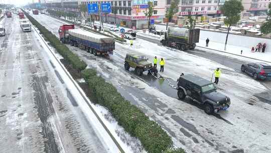 冰雪灾害航拍素材