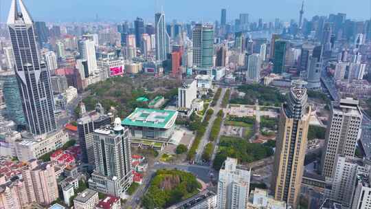 上海人民广场航拍延时黄浦区城市风景风光视频素材模板下载