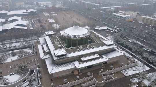 西安博物院雪景航拍