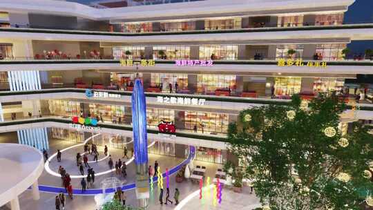 下沉式商场内部全景