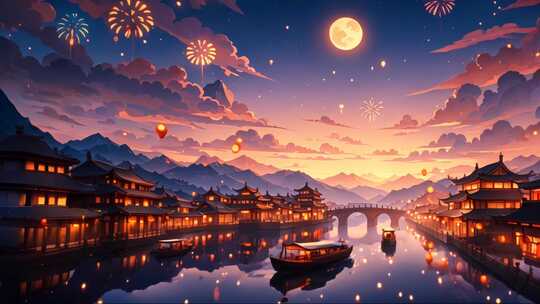 中秋背景素材大唐盛世古风背景