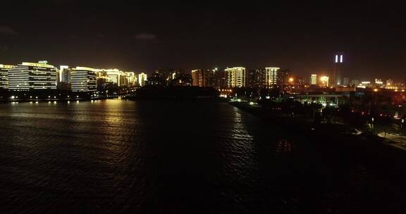航拍海南城市夜景