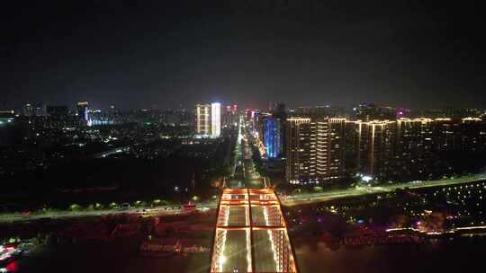 广东佛山东平大桥夜景灯光航拍