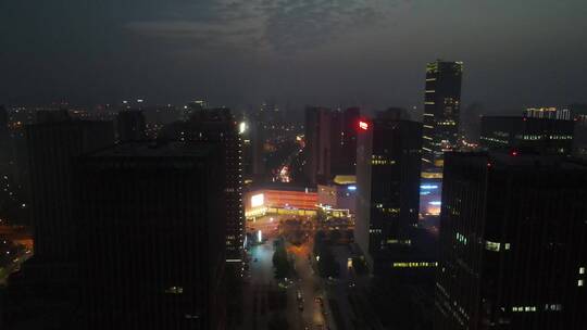 无锡金融街夜景市民中心全景4K航拍
