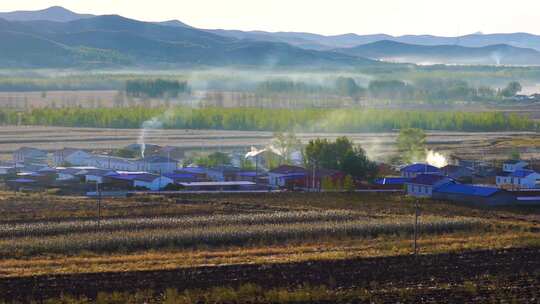中国北方村庄的早晨