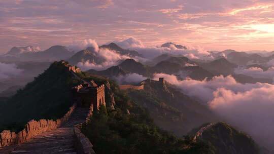古长城万里长城航拍云海长城日出长城云雾