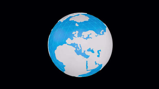 3D地球仪无缝旋转蓝色