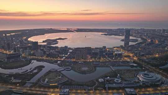 上海 临港 滴水湖全景 日出