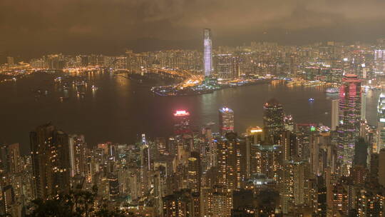 航拍香港城市夜景