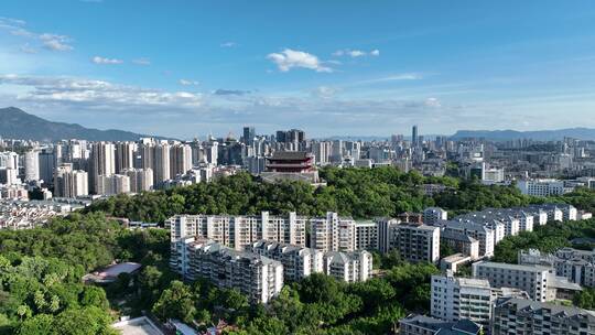 航拍福建福州鼓楼区镇海楼屏山公园