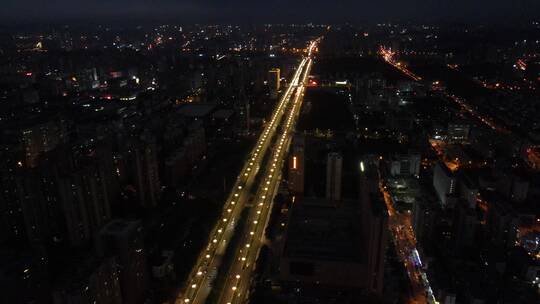 航拍湖南长沙岳麓区夜景