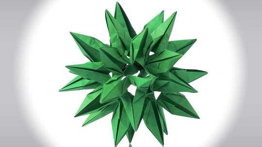 绿色折纸宇宙体旋转