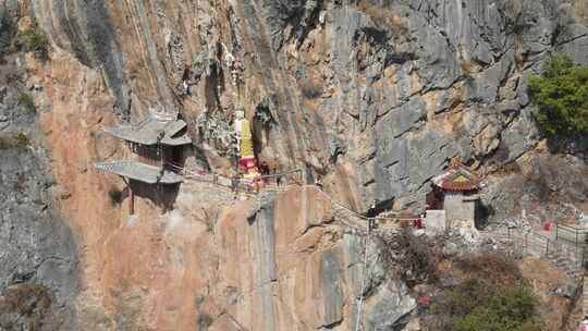 云南大理宾川观音箐悬空寺航拍