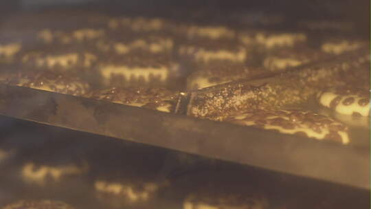 甜蜜面包店工厂烤箱里的饼干特写镜头视频素材模板下载