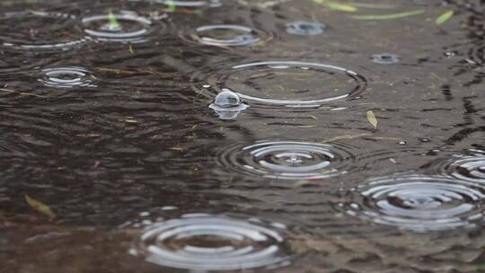 下雨雨水落在地面