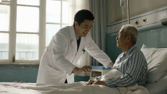 重阳节医生查房关怀老人医疗养老视频