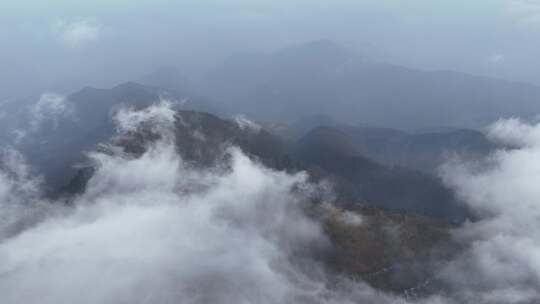 四川绵阳千佛山龙门山云海空镜