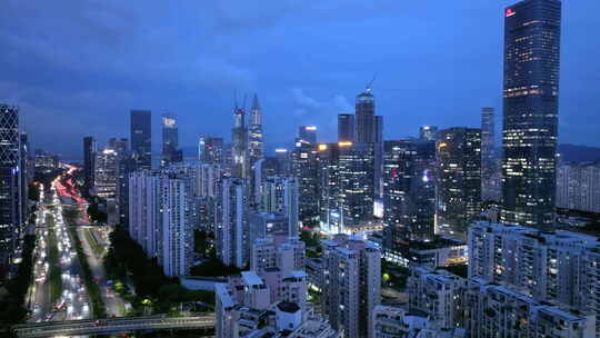蓝调航拍深圳南山夜景