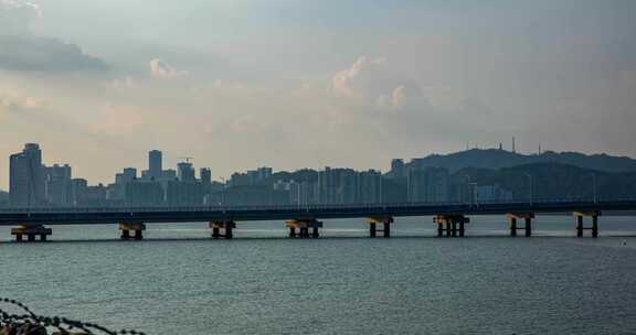 珠海湾夕阳延时摄影