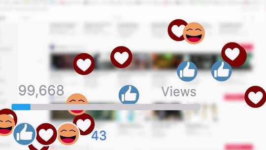 社交媒体、表情符号、计数器、浏览量