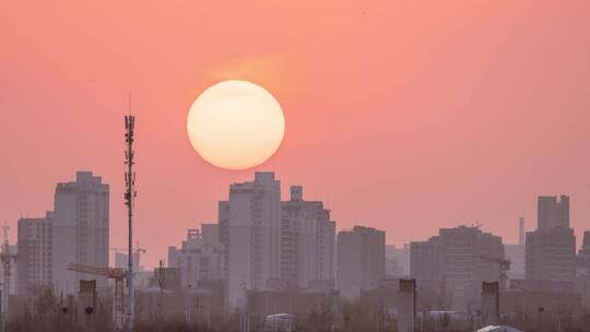 落日 城市 延时