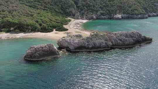 大岩石，海滩，海岸，海浪