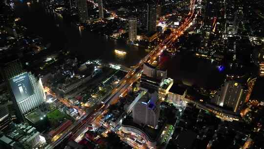 泰国曼谷夜景航拍