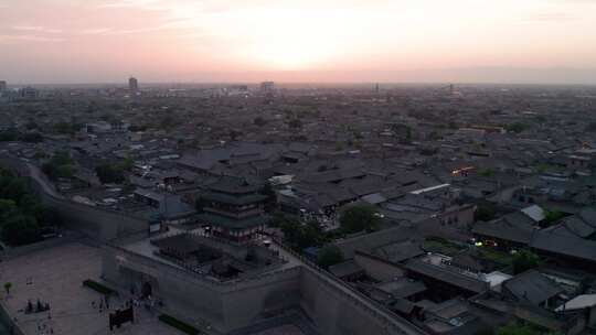 山西晋中平遥古城航拍全景