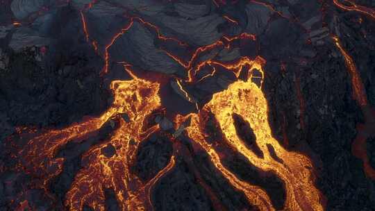 冰岛火山爆发航拍