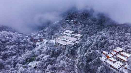 安徽黄山风景区冬季冬雪航拍