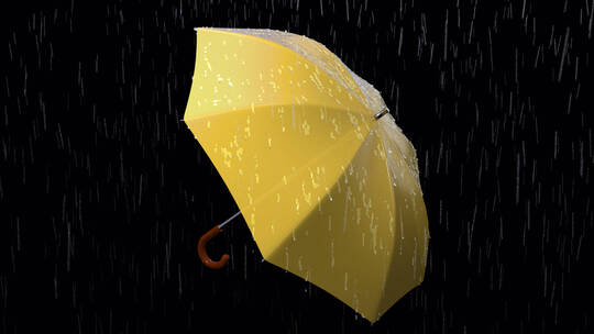雨落在雨伞上