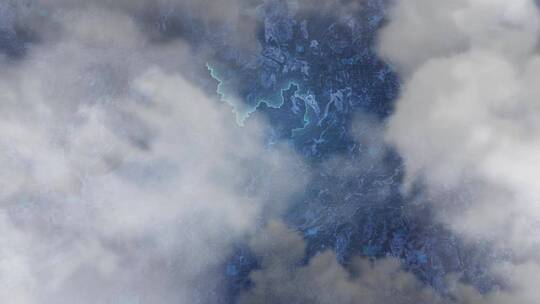 梧州市地图-云雾俯冲勾勒轮廓