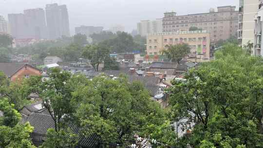 北京城市下雨