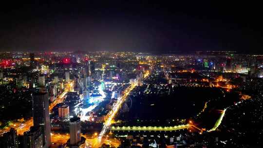 安徽合肥城市夜景航拍