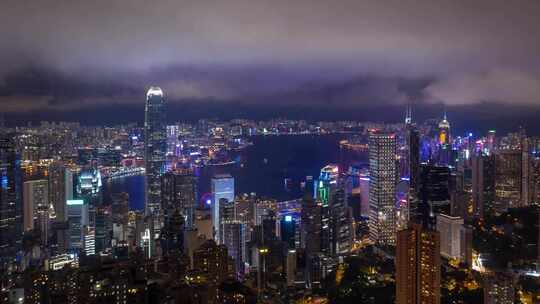 香港夜景 香港维多利亚港视频素材模板下载