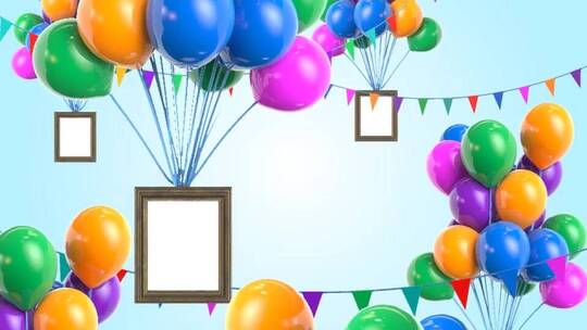 彩色气球展示框架文字庆祝生日AE模板