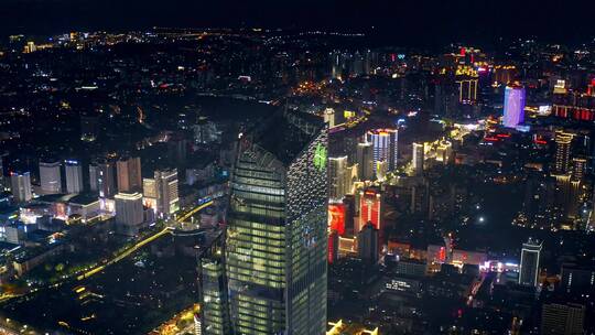 昆明市中心夜景航拍