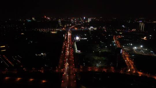 湖南长沙城市夜景航拍