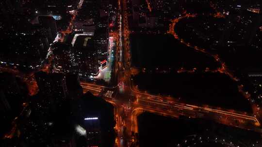 合肥天鹅湖夜景航拍