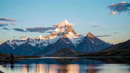 雪山湖泊自然风光全景
