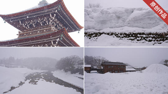 冬季自然雪景风光 唯美雪花大雪积雪高清在线视频素材下载