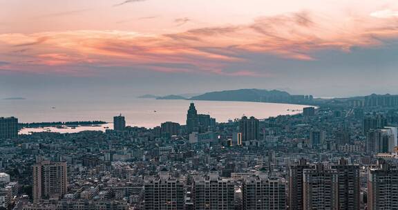 汕尾城市风光夜景航拍