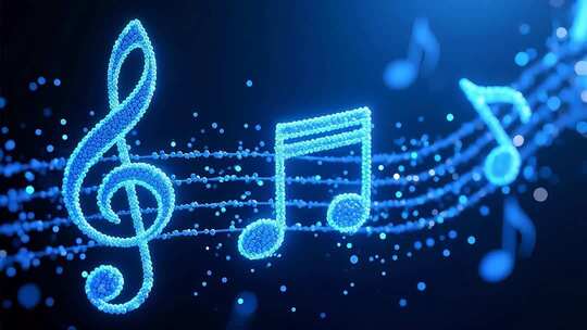 蓝色粒子音符跳动4K