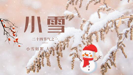 小雪二十四节气雪人简约海报视频ae模版